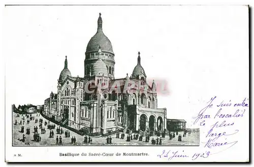 Paris - 14 Montmartre et Basiique du Sacre Coeur 1909 - Ansichtskarte AK