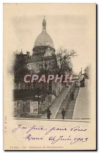 Paris - 14 Montmartre et Basiique du Sacre Coeur 1909 - Cartes postales