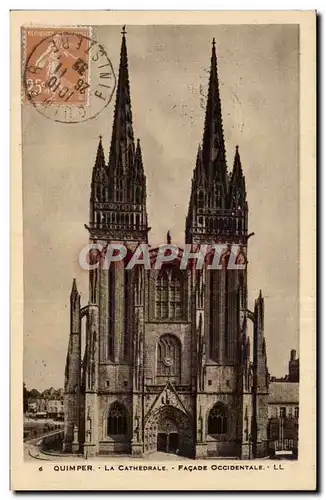 Quimpar - La Cathedrale - Portail Occidental - Ansichtskarte AK