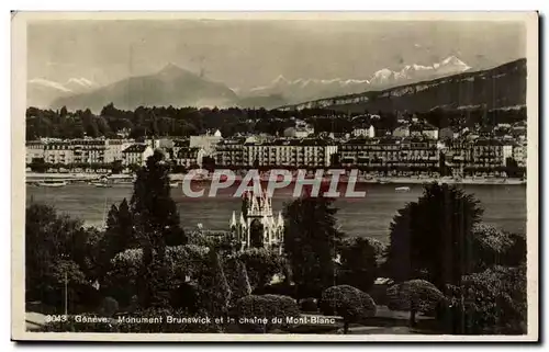 Suisse - Schweiz - Geneve - Monument Brunswick et la Chaine Mont Blanc - Cartes postales