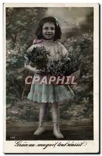 Fantaisie - Enfant - Grace au muguet tout reussit - Cartes postales