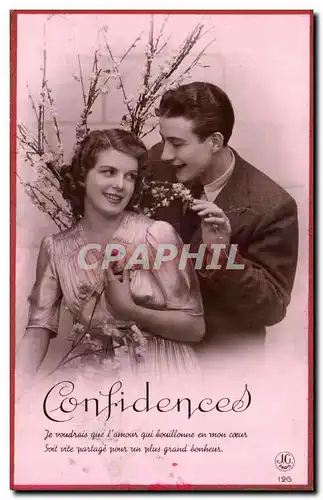 Fantaisie - Couple - Confidences - Soit vite partage pour un plus grand bonheur - Ansichtskarte AK