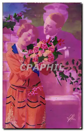 Fantaisie - jolie couple - Cartes postales
