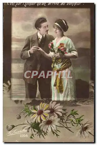 Fantaisie - Couple - C&#39est par l&#39Amour qu&#39on arrive au bonheur - Cartes postales