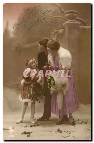 Fantaisie - Couple et Enfant - Bonne Annee - Cartes postales