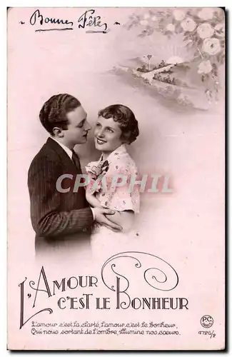 Fantaisie - Couple - L&#39Amour c&#39est le Bonheur - Ansichtskarte AK