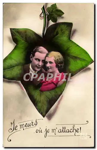 Fantaisie - Couple - Je meurs ou je m&#39attache - feuille - Cartes postales