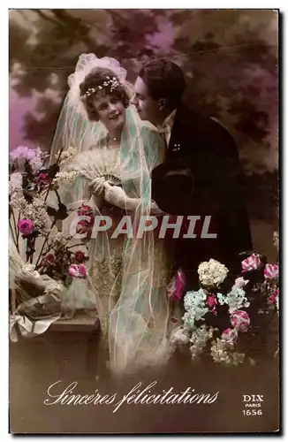 Fantaisie - Couple - Sinceres felicitations - mariage - wedding - Cartes postales