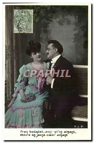 Fantaisie - Couple - Les fleurs d&#39amour jamais fansees embaumeront nos destinees - Cartes postales