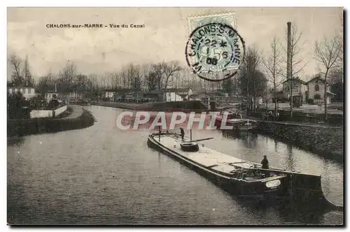 Chalons sur Marne Ansichtskarte AK Vue du canal (peniche)