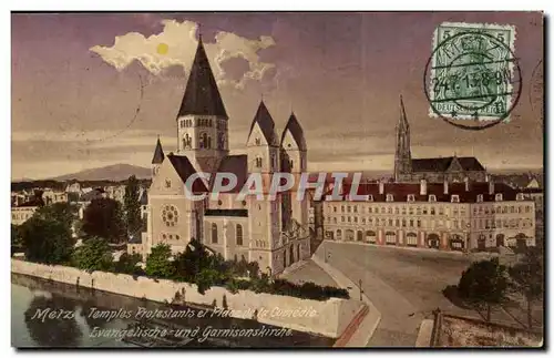 Metz Cartes postales TEmples protestants et place de la comedie