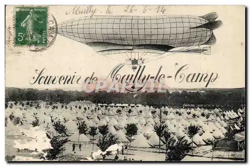 Ansichtskarte AK Souvenir de Mailly le Camp (dirigeable zeppelin)