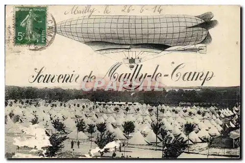 Cartes postales Souvenir de Mailly le Camp (dirigeable zeppelin)