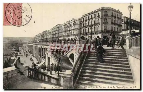 Algerie Alger Cartes postales Escalier de la pecherie et le boulevard de la Republique