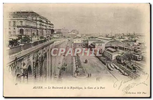 Algerie Alger Ansichtskarte AK le boulevard de la Republique La gare et le port