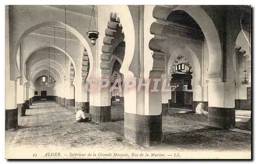 Algerie Ansichtskarte AK Alger Interieur de la grande mosquee Rue de la Marine