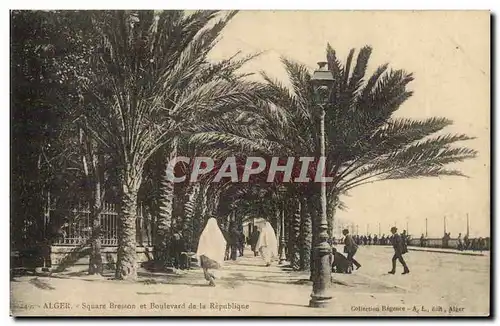 Algerie Ansichtskarte AK Alger Square Bresson et boulevard de la Republique