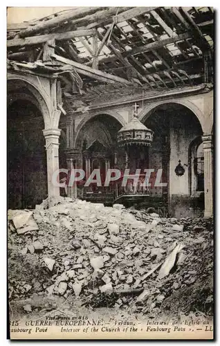 Verdun - Guerre Europeene - Interieur de l'Eglise Faubourg Pave - Cartes postales