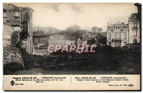 Verdun - Guerre 1914 1918 - Verdun bombarde Rive droite de la Meuse prise de la rue Neuve - Cartes postales