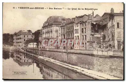 Verdun sur Meuse - Ses Ruines - Le Quai de la Republique - Cartes postales