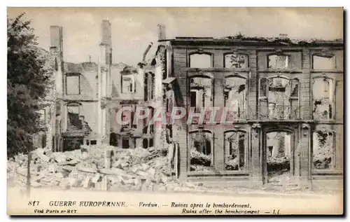 Verdun - Guerre Europeene - ruines apres le bombardement - Ansichtskarte AK