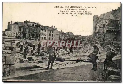 Verdun - Les Ruines - Rue Neuve et Quai de la Republique - Cartes postales