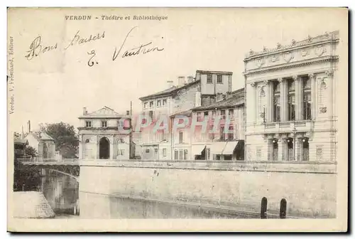 Verdun - Theatre et Bilbliotheque - Cartes postales