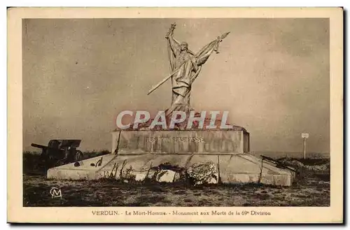Verdun - Le Mort Homme - Monument aux Morts de la 69 Division - Ansichtskarte AK