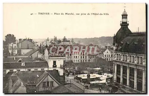 TRoyes Cartes postales Place du marche vue prise de l'hotel de ville