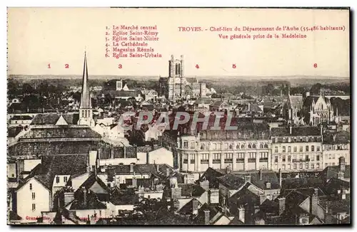 TRoyes Cartes postales Chef lieu du departement de l&#39aube Vue generale prise de la Madeleine