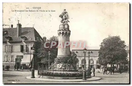 TRoyes Cartes postales Monument des enfants de l'aube et la gare
