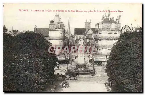 TRoyes Ansichtskarte AK L&#39avenue de la gare et l&#39entree de la rue Thiers vue prise du haut de la nouvelle g