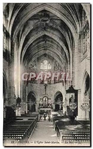 Troyes Cartes postales Eglise Saint Martin es Vignes la nef