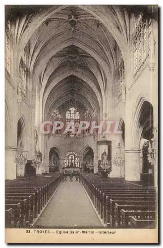 Troyes Cartes postales Eglise Saint Martin es Vignes Interieur