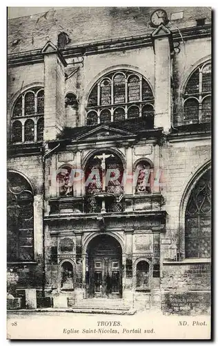 Troyes Cartes postales Eglise Saint Nicolas Portail sud