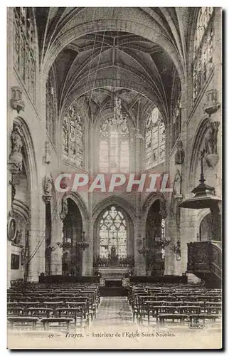 Troyes Cartes postales Interieur de l'eglise Saint Nicolas