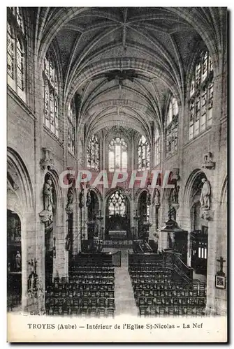 Troyes Cartes postales Interieur de l'eglise Saint Nicolas La nef