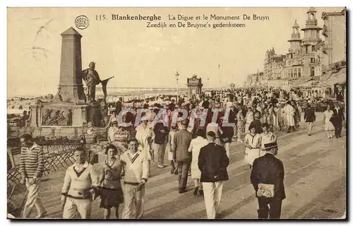 Belgie Belgique Ansichtskarte AK Blankenberghe La digue et le monument de Bruyn