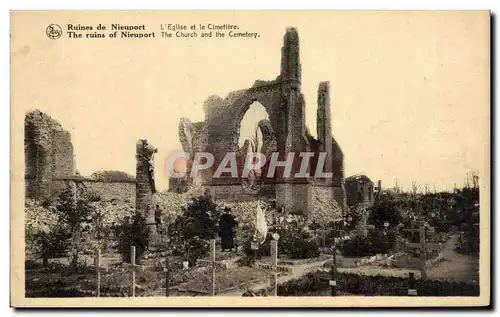 Belgique Belgie Cartes postales Ruines de Nieuport L&#39eglise et le cimetiere