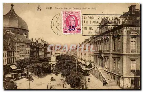 Belgie Belgique Cartes postales Liege Place du marche et hotel de ville