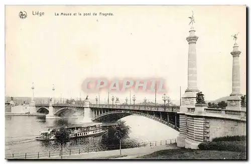 Belgie Belgique Ansichtskarte AK Liege La meuse et le pont de Fragnee