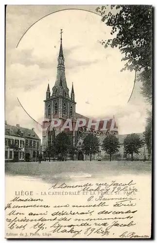 Belgie Belgique Cartes postales Liege La cathedrale et la place St paul