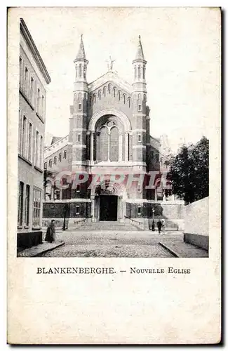 Belgie Belgique Ansichtskarte AK Blankenberghe Nouvelle eglise + publicite Grandes galeries belges 20 rue de l&#3