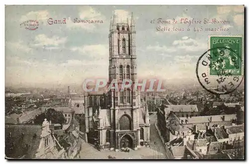 Ansichtskarte AK Belgique Gand Panorama et tour de l&#39eglise St Bavon