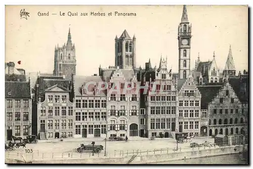 Cartes postales Belgique Gand Le quai aux herbes et panorama