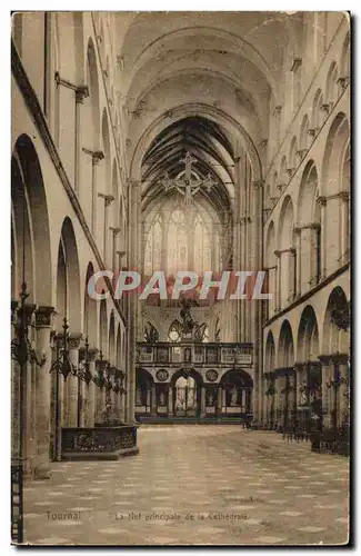 Ansichtskarte AK Belgique Tournai La nef principale de la cathedrale