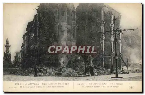 Cartes postales Belgique Anvers Coin des rues du peuple et des Gueux apres le bombardement
