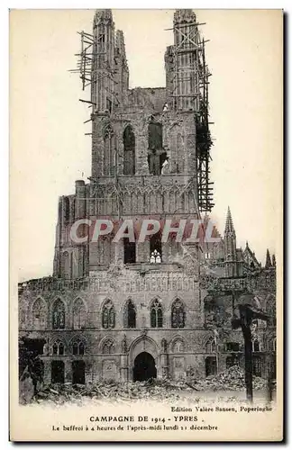 Cartes postales Belgique Ypres Le beffroi a 4 heures l&#39apres midi lundi 31 decembre