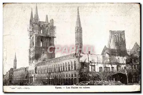 Cartes postales Belgique Ypres Les halles en ruines