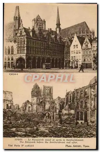 Ansichtskarte AK Belgique Ypres Le Nieuwerck avant et apres le bombardement